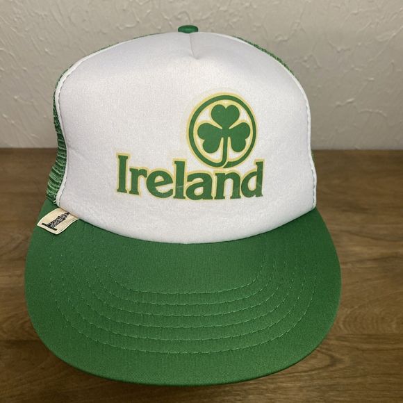 Vintage Shandon Headwear Ireland Hat Cap Irish Clover Mesh Foam Snapback Trucker - Picture 1 of 16